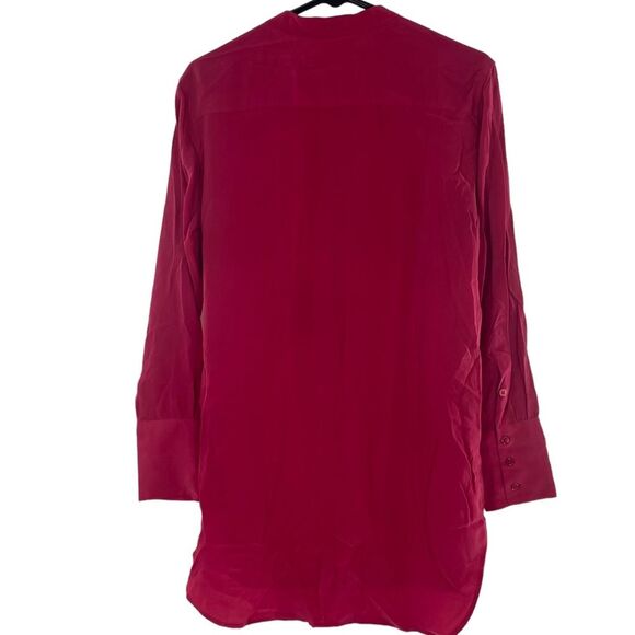 Equipment Femme Marche‎ Collarless Long Sleeved Silk Magenta Blouse Size S Long - Picture 6 of 10